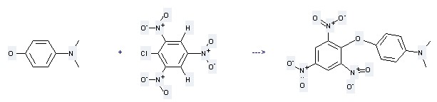 The p-(2,4,6-Trinitrophenoxy)-N,N-dimethylanilin could be obtained by the reactants of Phenol,4-(dimethylamino)- and 2-chloro-1,3,5-trinitro-benzene.